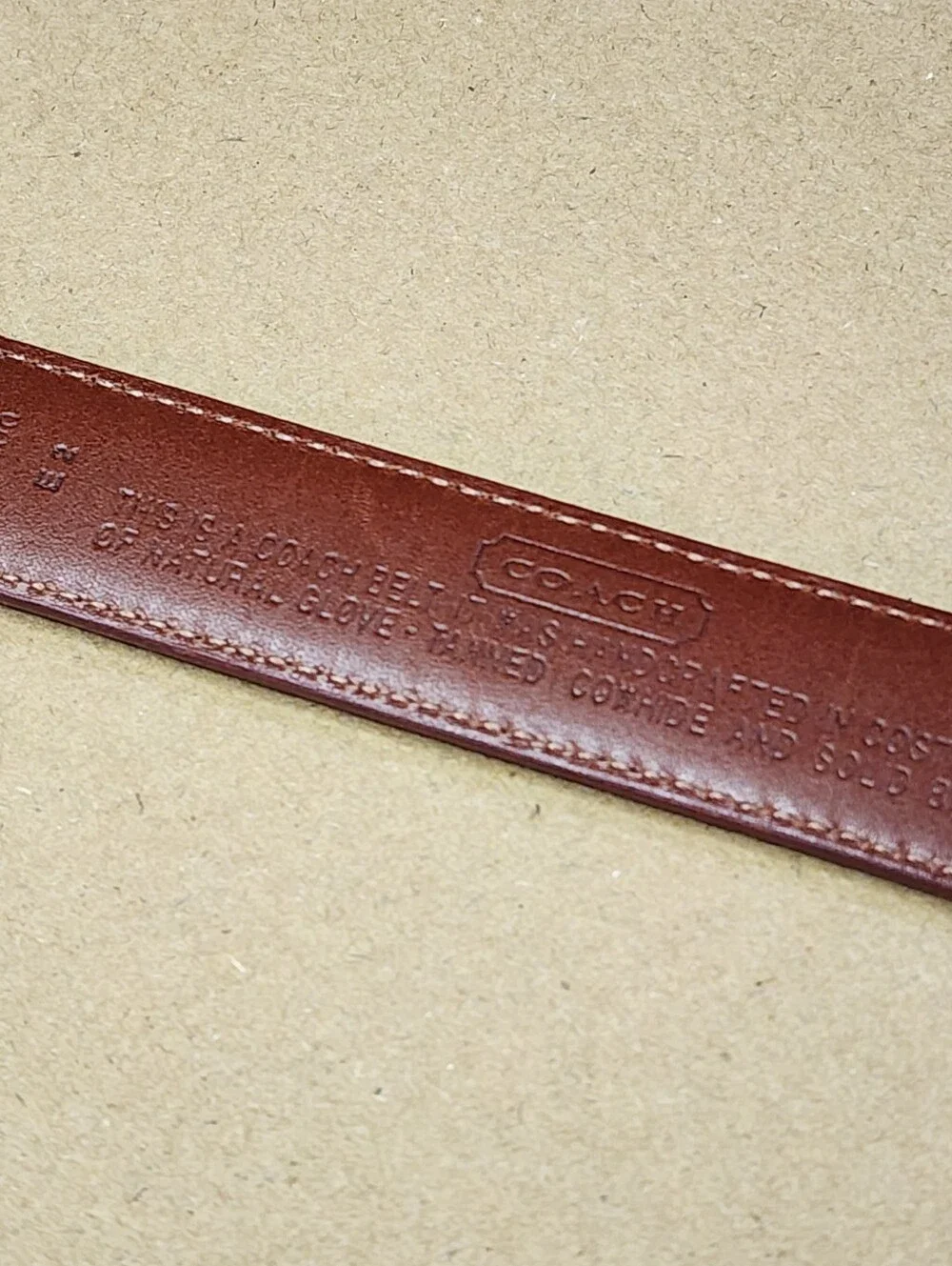 Vintage Coach Belt Red 8400 Tanned Cowhide Solid Brass Buckle Sz. Med. 1